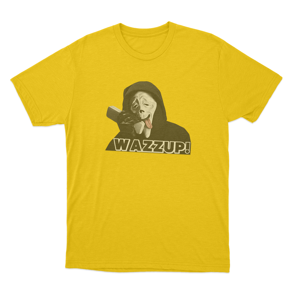 Scary Movie Wazzup Ghostface Unisex T Shirt Yellow Scary Movie Wazzup Ghostface Unisex T Shirt Yellow